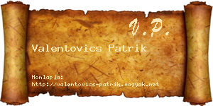 Valentovics Patrik névjegykártya